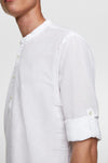Linen Mao Collar Shirt With Sleeve Tabs By ZARA