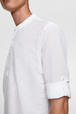Linen Mao Collar Shirt With Sleeve Tabs By ZARA