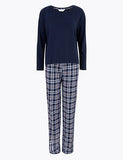 M&S Cotton Checked Pyjama Set