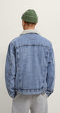 ZARA DENIM JACKET WITH FAUX SHEARLING