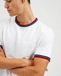 Ben Sherman SUPIMA COTTON RINGER POCKET T-SHIRT - BRIGHT WHITE