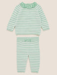 M&S 2pc Cotton Striped Knitted Outfit