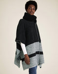 M&S Knitted Striped Faux Fur Collar Poncho