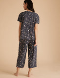 Cotton Star Print Cropped Pyjama Set