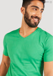 Splash Solid V-neck T-shirt with Short Sleeves