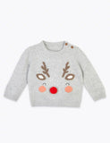 Embroidered Reindeer Christmas Jumper