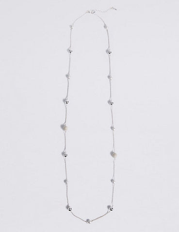 M&S COLLECTION Silver Plated Assorted Station Beads Long Necklace
