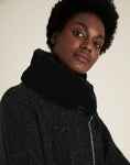 M&S Knitted Striped Faux Fur Collar Poncho
