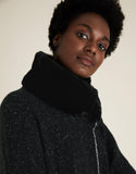 M&S Knitted Striped Faux Fur Collar Poncho
