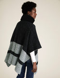 M&S Knitted Striped Faux Fur Collar Poncho