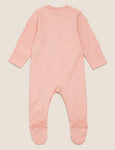 M&S 3pk Organic Cotton Printed Sleepsuits
