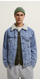 ZARA DENIM JACKET WITH FAUX SHEARLING