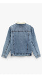 ZARA DENIM JACKET WITH FAUX SHEARLING