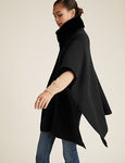 Knitted Faux Fur Collar Poncho