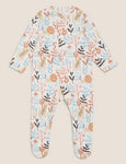 M&S 3pk Organic Cotton Printed Sleepsuits