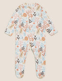 M&S 3pk Organic Cotton Printed Sleepsuits