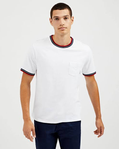 Ben Sherman SUPIMA COTTON RINGER POCKET T-SHIRT - BRIGHT WHITE