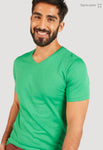 Splash Solid V-neck T-shirt with Short Sleeves