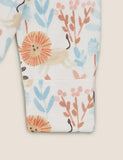M&S 3pk Organic Cotton Printed Sleepsuits