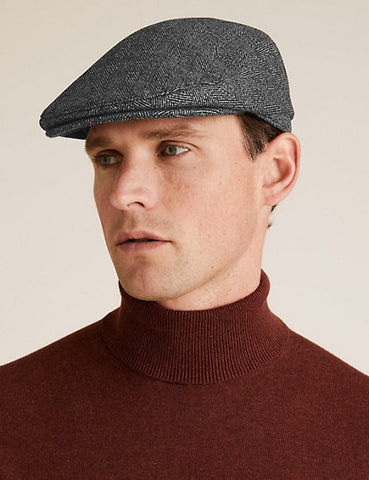 M&S Herringbone Flat Cap with ThermowarmthTM