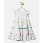 Girls Midi/Knee Length Casual Dress (White, Fashion Sleeve