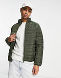 New Look Funnel Neck Puffer Jacket in Khaki