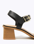 M&S Wide Fit Ankle Strap Block Heel Sandals Black Mix