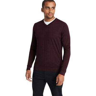 M&S Aubergine Extra Fine Merino Wool V-Neck Jumper